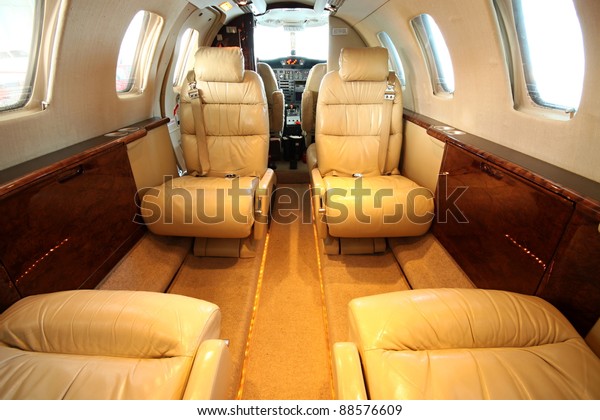 Front View Small Private Jet Cabin Stock Photo (Edit Now) 88576609