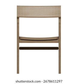 Front view of a solid natural white oak arm chair, 55 x 58 x 84 cm, crafted with simple elegance and sturdy construction.