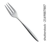 Front view stainless steel three tines pastry fork isolated on white