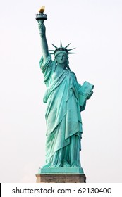 Front view of the Statue of Liberty in New York City.