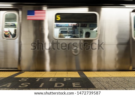 Similar – Foto Bild Der Zug hielt in der New Yorker U-Bahn-Station.