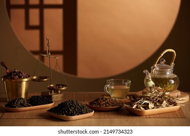 A front view of tea with turmeric and honey  in brown background - Shutterstock ID 2149734323