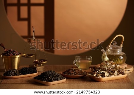 A front view of tea with turmeric and honey  in brown background