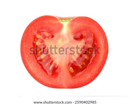 Front view of Tomato cut in half isolated on white. Clippin path.