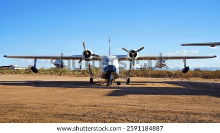 A Front View of a Twin Engine Amphibious Sea Plane
