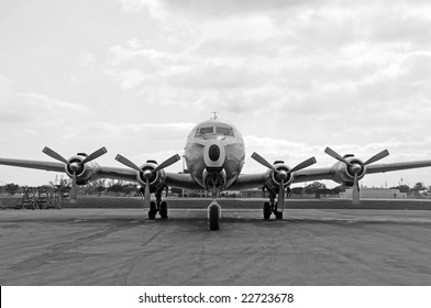 Front View Of Vintage Airliner From The 50s