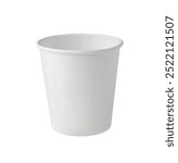 Front view of white blank disposable paper sampling cup isolated on white