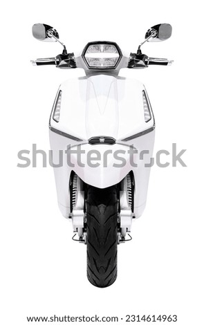 Front view white motorcycle scooter isolated on white background with clipping path