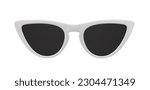 Front view of white retro cat eye sunglasses isolated on white