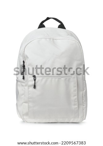 Front view of white textile backpack isolated on white Foto stock © 