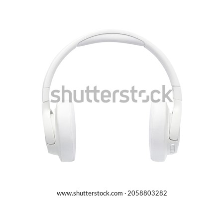 Front view of white Wireless Over-Ear (full size) headphones isolated on white background.