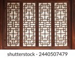 Front view of wood door and muntin with Hanji(traditional Korean paper) at Changdeokgung Palace near Jongno-gu, Seoul, South Korea
