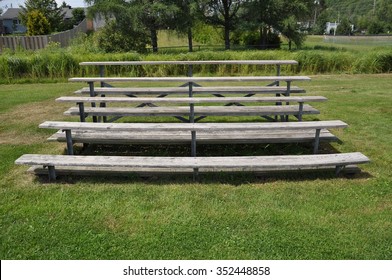 Front View Of A Wooden Bleacher