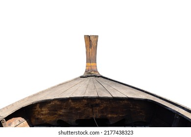 Front View Of Wooden Boat Ship Bow Head Nose Isolated On White Background