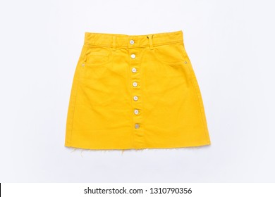 Front View Yellow Skirt Jeans-close Up


