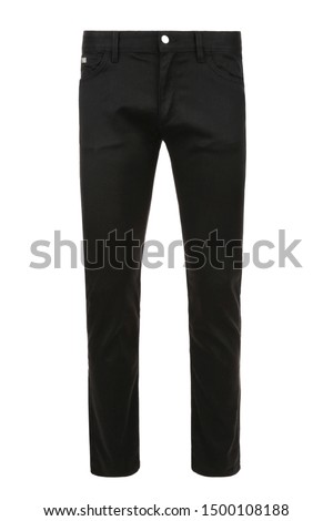 Front views of black trousers on isolated background