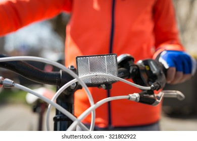 Front White Reflector On Bike