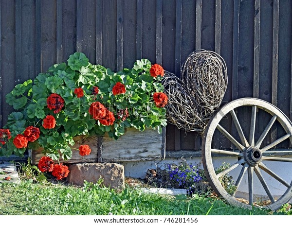 Front Yard Decoration Consisting Planter Filled Stock Photo Edit