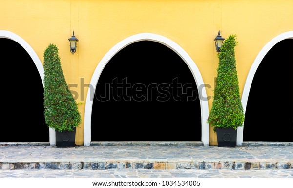 Frontage Exterior Yellow Building Black Blank Stock Photo Edit