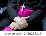 Frontal portrait of the cassock of a Catholic bishop. Religion, Catholic church