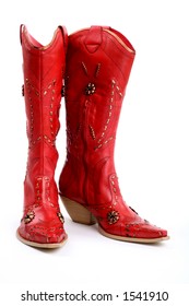 Front/side View Of Red Cowgirl Boots