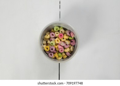 Froot Loops In Bowl On White Background