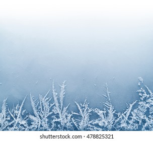 Frost Crystal Border On Ice - Christmas Background