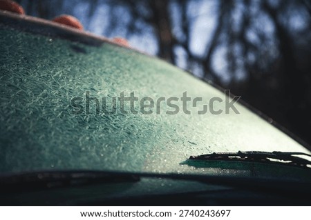 Frost on a windshield on a very cold morning 