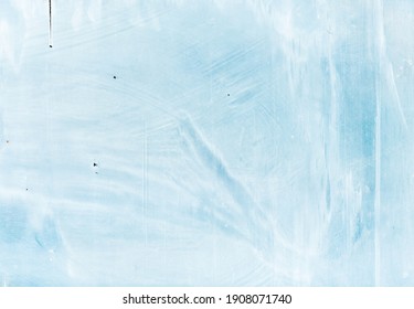 Frost Overlay. Blue Ice Texture. White Distressed Faded Surface With Dust Scratches Acrylic Paint Brush Strokes Noise Art Pattern.