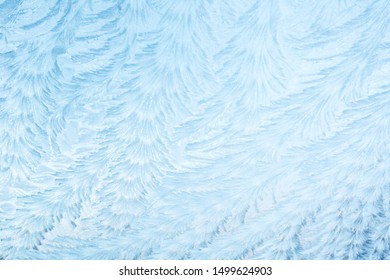 Frost Patterns On A Car Windscreen - Winter Hoar Frost Creating Unusual Feather Shapes. 