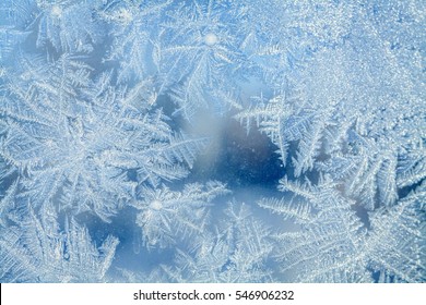 Frost Texture On The Window Glass In Spring