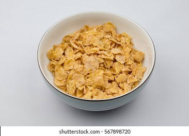 Frosted Corn Flakes Cereal In A Bowl