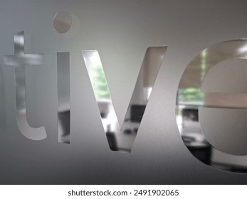 Frosted film glass sticker cut in pattern, Glass Film Design, Privacy in work place, Modern office meeting room or manager room concept. Glass wall idea for interior.