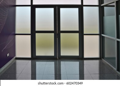 Frosted Glass Door And Wall Of Building