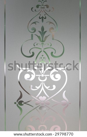 Frosted patterned window with curves
