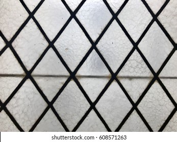 Frosted stained glass lead metal lattice pattern old window