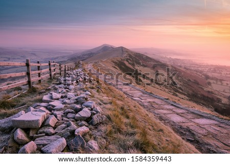 A frosty Autumn morning on Mam Tor, Derbyshire, Peak District