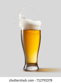 Frostes Glas mit leichtem Bier mit Schaumstoff