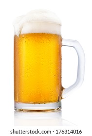 Frosty Mug Of Beer Isolated On White Background