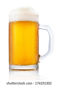 Frosty Mug Of Beer Isolated On White Background