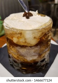 Frosty Mug Of Frozen Irish Coffee With Whipped Cream, Espresso, And Irish Whiskey