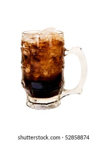 A Frosty Mug Of Root Beer With Ice To Quench Your Thirst.