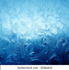 Frosty pattern on window in winter season