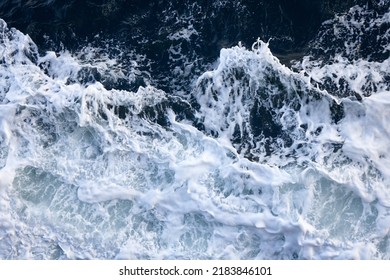 Frothy waves in the Pacific Ocean.