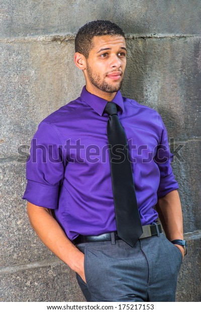 Dressing Purple Shirt Gray Pants Black 