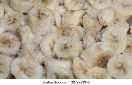 Frozen Banana Slices From Freezer 