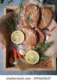 Frozen Beef Burger In Vacuum Pack, Ready To Cook.