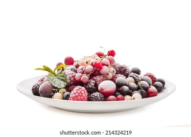 Frozen Berries Isolated On White Background