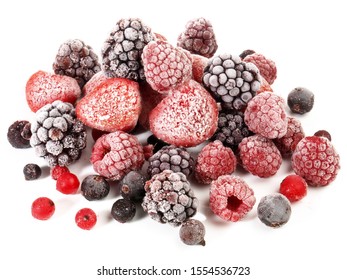 Frozen Berries On White Background