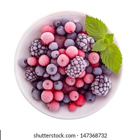 Frozen berry isolated top view